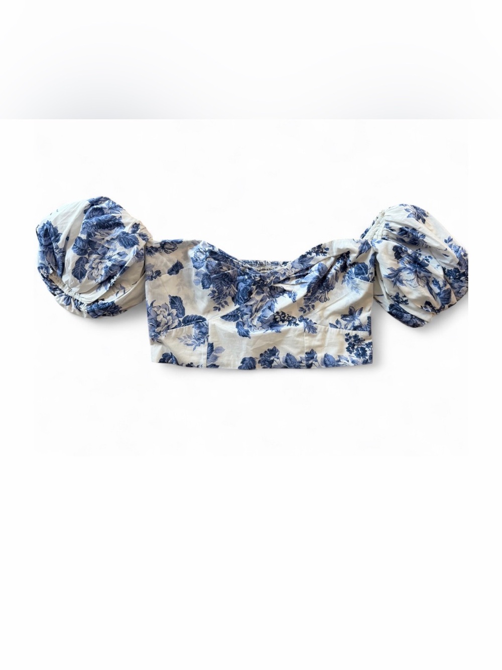 Abercrombie & Fitch NWT Blue Floral Puff Sleeve Crop Top - Large
